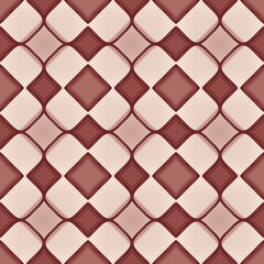 A pattern of squares and triangles in red and white