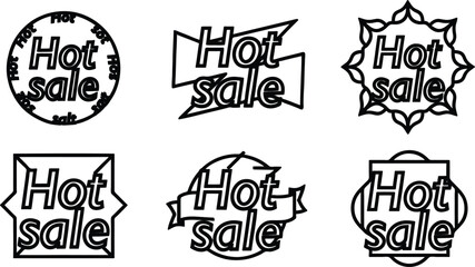 Fototapeta premium Collection of black hot sale stickers and labels for advertising and marketing campaigns on white background