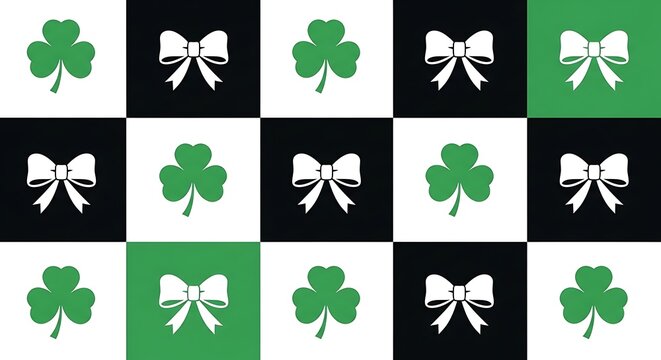 St patrick's day shamrock and bow pattern