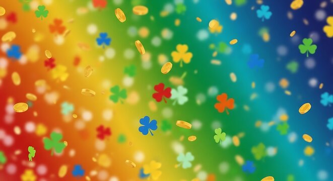 St patrick's day rainbow shamrocks background