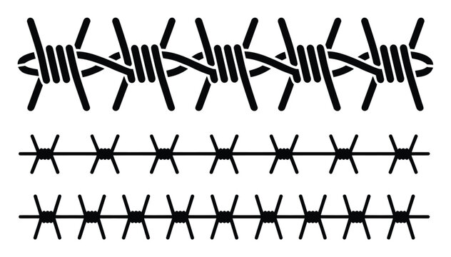 Barbed Wire Fence Vector Illustration Set
