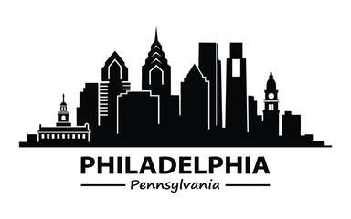 Obraz premium Black skyline of Philadelphia Pennsylvania USA
