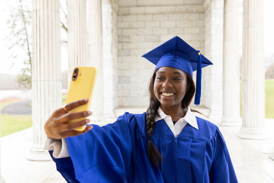 Black Teenager school graduate selfie cellphone
