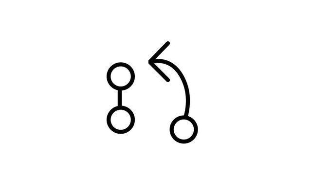Node connection Icon Animation. Motion graphic of a node connection with a back arrow for undoing steps or workflow.