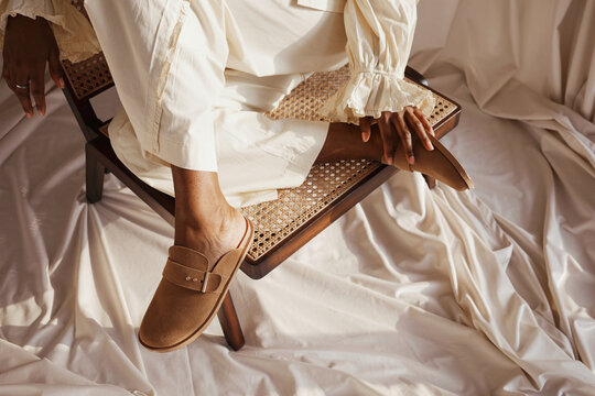 Summer fashion with anonymous model in shoes