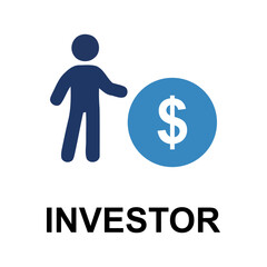 Investor's Vision: A simple yet impactful icon of an investor, standing confidently beside a dollar sign, ready to strategize and expand financial growth