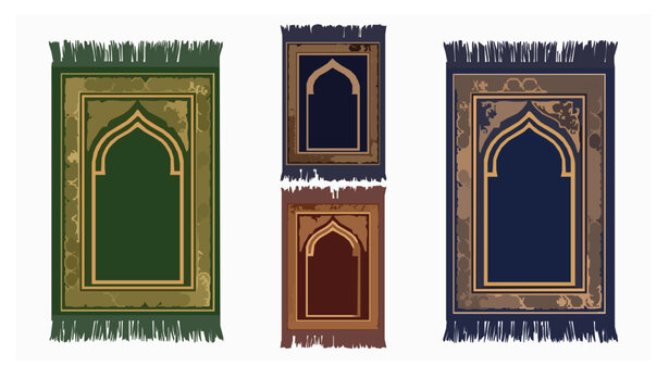 Traditional Islamic prayer mat vector set for Ramadan and Eid design