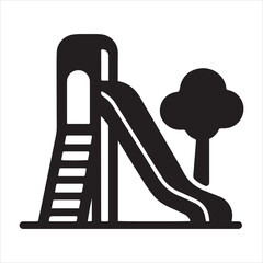 playground slide logo or icon silhouette vector art illustration