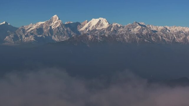 Hengduan mountains snow covered Mount Edgar and Mount Shizi at dawn