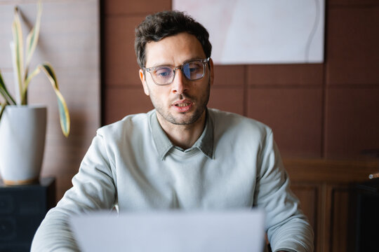A man works in the office