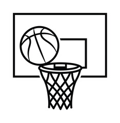 Simple Line of a Basketball Going Through a Hoop © Parvej stock