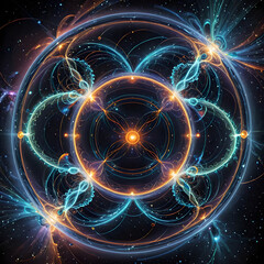 Obraz premium Glowing Blue and Orange Abstract Cosmic Energy Pattern