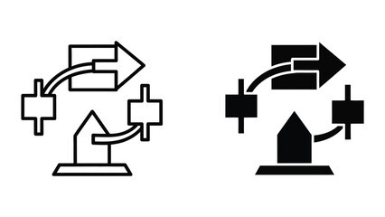 Simple house icon with arrows © pngmarket