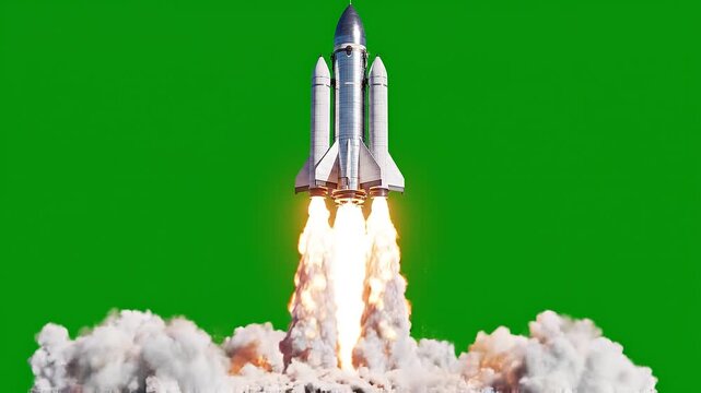 Rocket launch animation with green screen