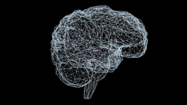 Digital brain wireframe network ai technology transparent background suitable for science, data, ai, and futuristic concepts in presentations, websites, and videos