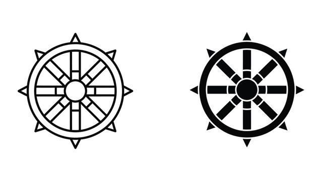 Dharmachakra symbol illustration set