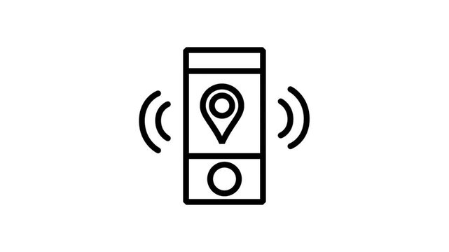 Smartphone Location Motion Icon. Animated smartphone icon with a location pin and signal waves representing GPS tracking and navigation.