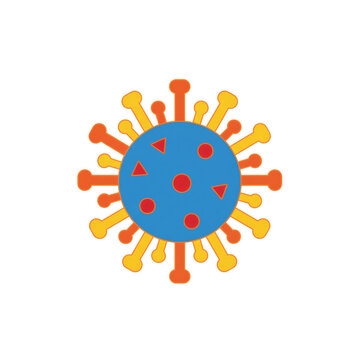 Virus illustration with colorful spikes and core in blue background  