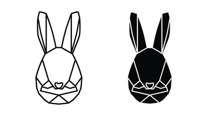 Black and white rabbit face silhouettes