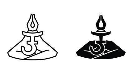 Diya lamp icon set