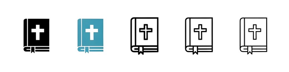 Obraz premium Bible line icon vector set. Thin line customizable illustration. Contour symbol. Vector isolated outline drawing. Editable stroke