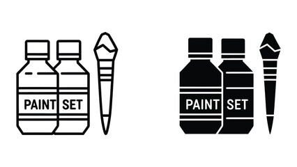 Obraz premium Paint set bottles and brushes illustration