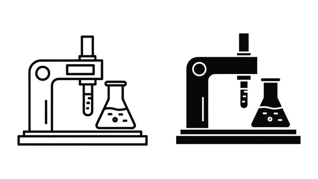 Laboratory equipment icons in black and white