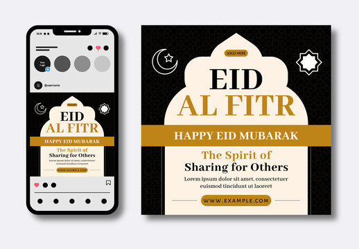Eid Al Fitr Social Media Post Template Design