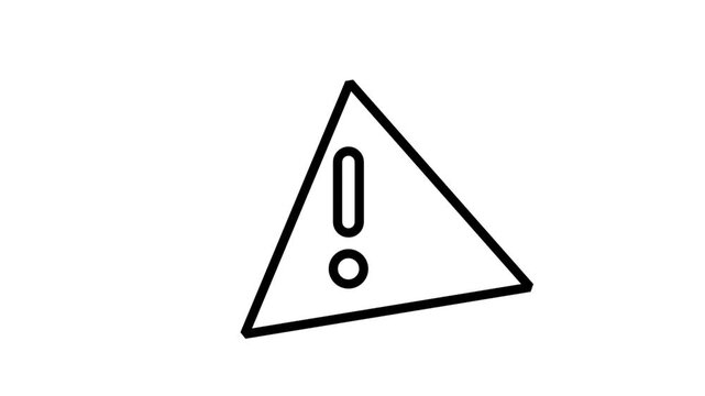 Warning Sign Motion Icon. Simple line art animation of a triangle warning sign for alerts, system errors, and notifications.