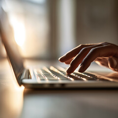 hands typing on a laptop