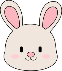 십이지 십이지신 12 동물 핑크와 아이보리 색상의 귀여운 캐릭터 토끼의 얼굴 © Ostrich