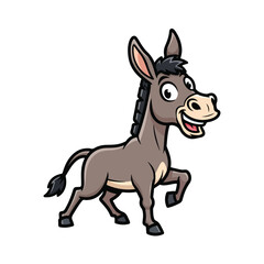 Obraz premium Brown cartoon donkey running with a happy expression on its face