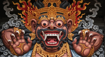 Barong tribal mask in Balinese tradition