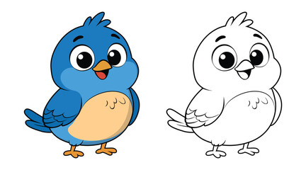 Obraz premium Cute Bird Cartoon Coloring Page For Kids. Animal Coloring Book Printable Illustration. illustration of a Bird.