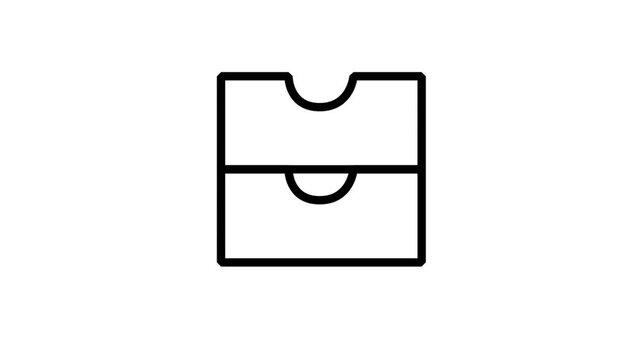 Archive or Box Motion Icon. Clean animation of a file drawer or archive box icon for data storage and management.