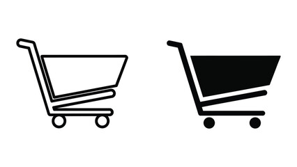 Structured Shopping Cart Icon in Bold Flat Outline and Solid Black Vector Style
