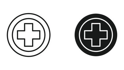 Obraz premium Medical Cross in Circle Icon Vector for Healthcare and First Aid Symbols