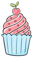 Cupcake cute,food dessert, sweet, cream ,illustration