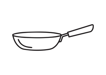 Frying Pan Line Icon &ndash; Kitchen Cookware Outline Vector with Editable Stroke