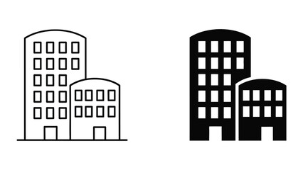 City Buildings Icon - Modern Office Towers Vector Illustration