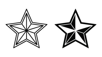Obraz premium Intricate Geometric Star Icon Set with Outline and Detailed Solid Styles