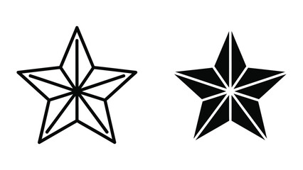 Obraz premium Geometric Nautical Star Icon Set with Outline and Solid Fill Styles