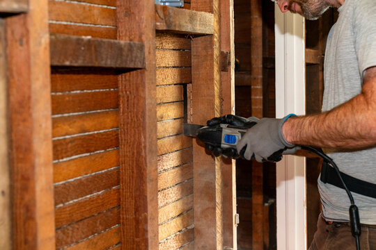 power tool cutting wall