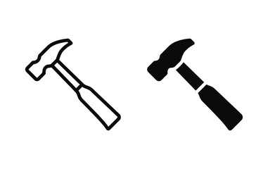 Hammer icon outline and solid fill fill style vector illustration isolated on white background