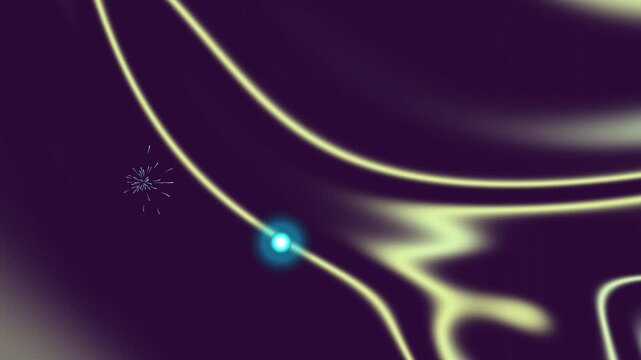 Abstract digital art with flowing neon caustics and glowing light particles on a dark, satin-like background.