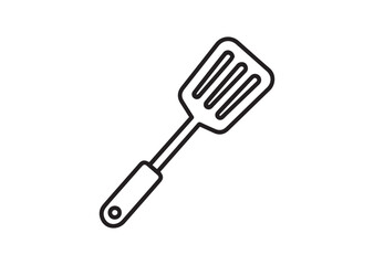 Spatula Line Icon &ndash; Cooking Utensil Outline Vector with Editable Stroke