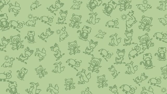 Cute cartoon animal pattern seamless world wildlife day wild illustration background suitable for children's designs, fabric prints, wallpaper, educational materials, and various graphic projects.