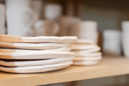 Elegant Ceramic Plates Stacked Neatly