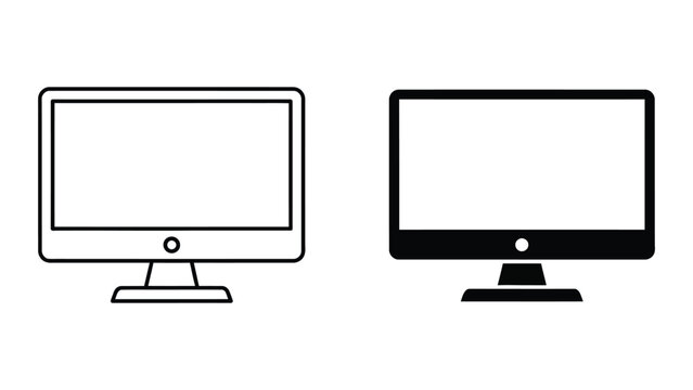 Desktop Computer Monitor and Display Screen Icon for Tech Design