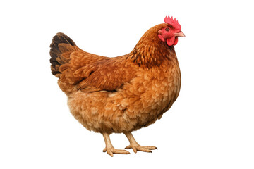 Fototapeta premium Brown hen domestic farm bird standing isolated